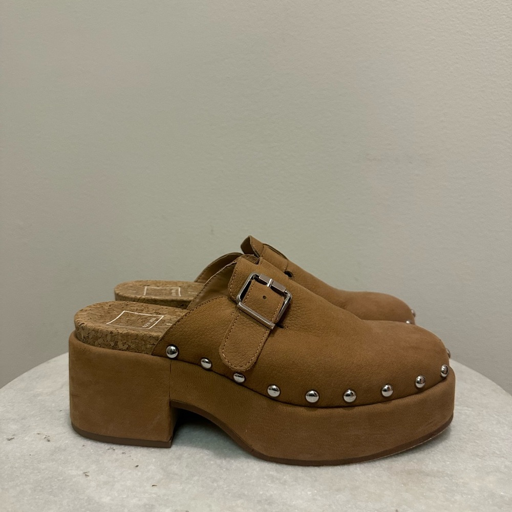 Dolce Vita Brown Suede Clogs with Silver Studs